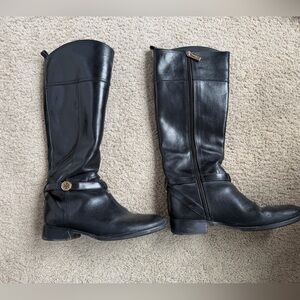 Tory Burch Black Leather Knee-High Riding Boots - 9.5